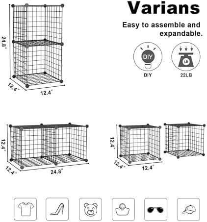 C&AHOME Wire Cube Storage, 2-Cube Storage Organizer Metal, C Grids, Black - Image 3