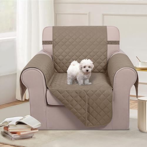 U-NICE HOME Reversible Recliner Chair Covers, Taupe - Image 2