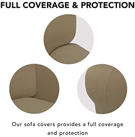 PureFit Stretch Loveseat Covers Fleece Couch Covers for Sofa Tan - Image 3