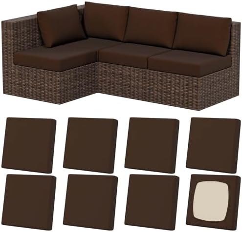 8Pcs Outdoor Cushion Covers, Stretch Patio Furniture Couch Chair Slipcovers by VORSHAPE