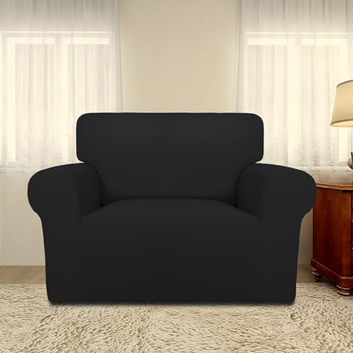 PureFit Super Stretch Sofa Slipcover – Spandex Non Slip Soft Couch Sofa Cover, Washable Furniture Protector with Non Skid Foam and Elastic Bottom for Kids, Pets (Oversized, Black) - Image 2