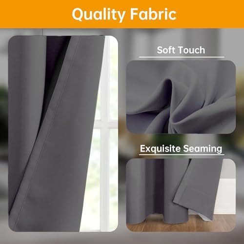 Room Divider Curtains Flexible Ceiling Tracks set Curtain track Ceiling Mount Blackout Curtain for Living Room Bedroom Ceiling Curtain Rod Privacy Dividers Panels W120 x H96 Grey Drape & Black rail - Image 3