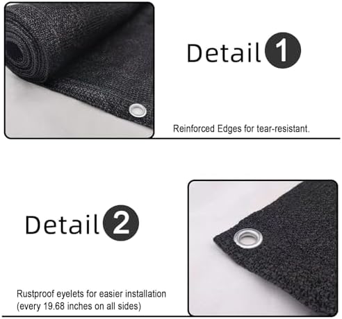 SUNLAX 3'x16' Black Balcony Privacy Screen Fence Windscreen 90% UV Block - Image 4