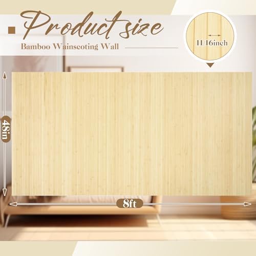 Juexica 1 Pcs Natural Bamboo Wall Panel for Interior Wall 48''x96'' Bamboo Covering Renewable Pole Wainscoting Room Divider Wrap Decor for Bedroom Living Room Kitchen Island Office (Raw) - Image 2