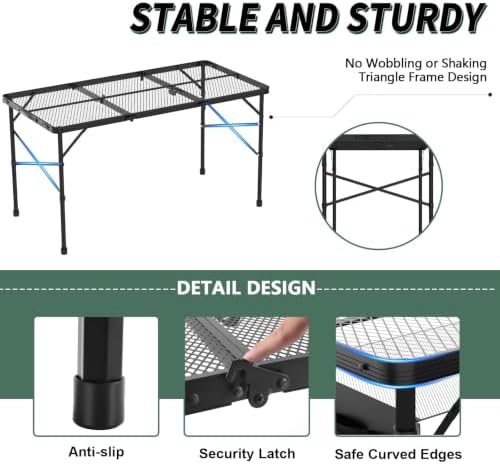 WildFinder Folding Grill Table, 4x2 FT Portable Camping Table, Foldable - Image 5