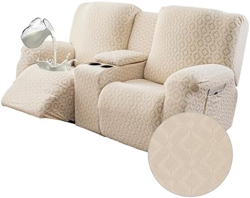 Genina Waterproof Recliner Loveseat Cover,2 Seat with Console,Beige by Genina