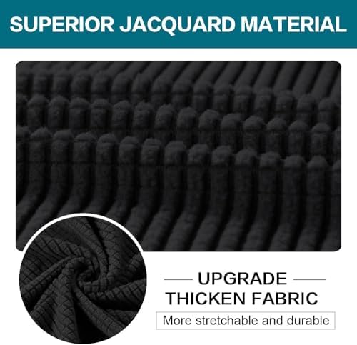 Turquoize 4 Piece Sofa Covers for 3 Cushion Couch Sofa Slipcover Soft Couch Cover for Dogs Washable Furniture Cover with 3 Individual Large Cushion Covers Feature Fabric (Large Sofa, Black) - Image 3