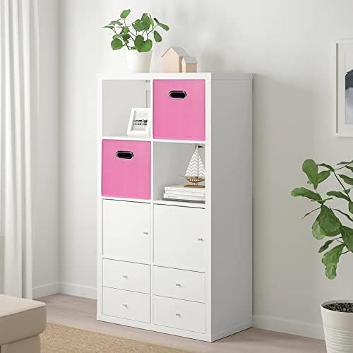 Black Foldable Storage Cubes Bins , Fabric Storage Box Cubes Organizer Baskets with Dual Handles for Home Organizer(Pink) - Image 5