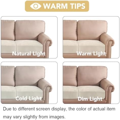H.VERSAILTEX Velvet Stretch Couch Cushion Cover Plush Cushion Slipcover for Chair Loveseat Sofa Cushion Furniture Protector Seat Cushion Sofa Cover (3 Piece Sofa Cushion Covers, Cream) - Image 6