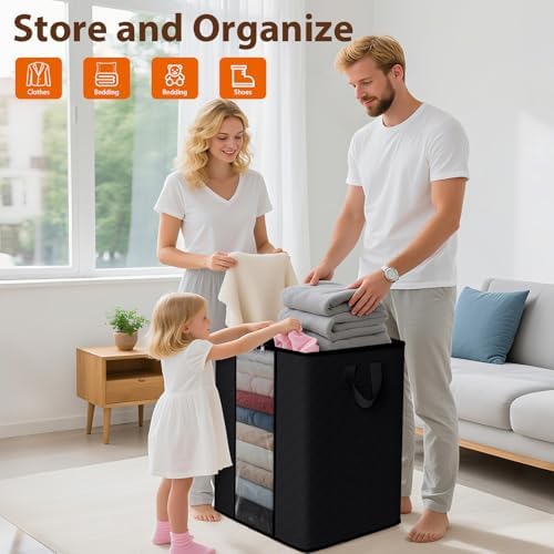 SpaceWhisper 3 Pack 100L Clothes Storage, Foldable Storage Bags, Black - Image 4