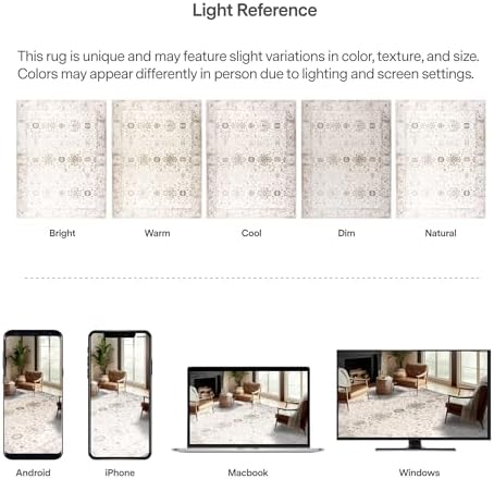 ReaLife Rugs Machine Washable Area Rug Runner - Living Room Bedroom Bathroom Kitchen Entryway Office - Padded Low Pile Stain Resistant Premium - Boho Farmhouse Vintage - BEV - Beige 2'6" x 10' - Image 5
