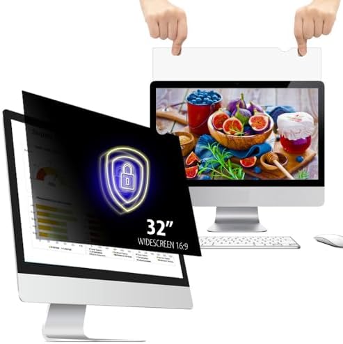 32 Inch - 16:9 Aspect Ratio - Computer Privacy Screen Filter for Widescreen monitor - Anti-Glare - Anti-Scratch Protector Film - Please measure carefully by WELINCOfficeProducts