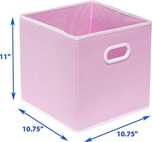 Simple Houseware 11-Inch Foldable Cube Storage Bins with Handles, Pink - Image 7