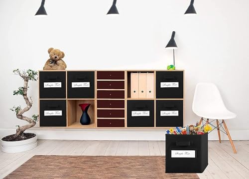 Fabric storage cubes (Set of 8) 11 Inch Cube Storage Bin, Cube storage with 8 Labels Window Cards & a Pen, Foldable cube organizer bins,11x11 Storage bin, Cubby Organizer Boxes, Black - Image 6