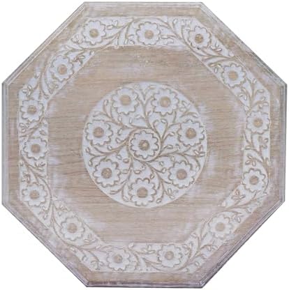 COTTON CRAFT Solid Wood End Table - Hand Carved Folding Accent Side Table - Image 5