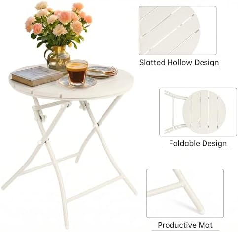 TeoKJ Folding Outdoor Side Tables, HDPS Small Patio Table - Image 4