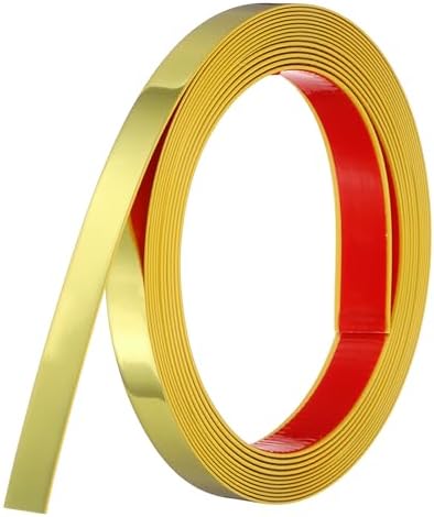 uxcell Gold Peel and Stick Molding Trim, 0.8 Inch x 9.8 ft Self-Adhesive Mirror Tape, Flexible PVC Border Strip for Wall Decoration Tile Edge Ceiling Floor Frame Furniture Decoration by uxcell