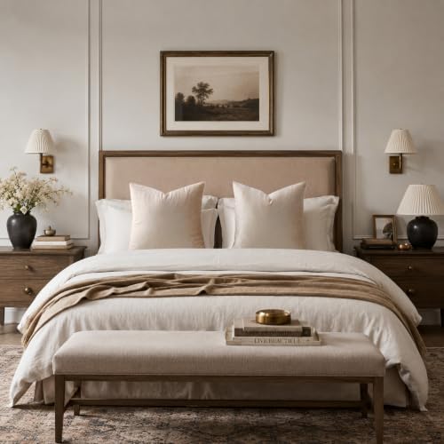 GIGIZAZA Velvet Pillow Covers 16x16 Decorative Pillows Pack of 2 Beige - Image 6