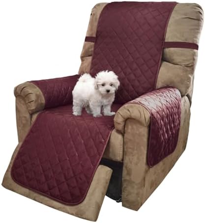 U-NICE HOME Reversible Recliner Chair Covers, Burgundy/Tan by U-NICEHOME