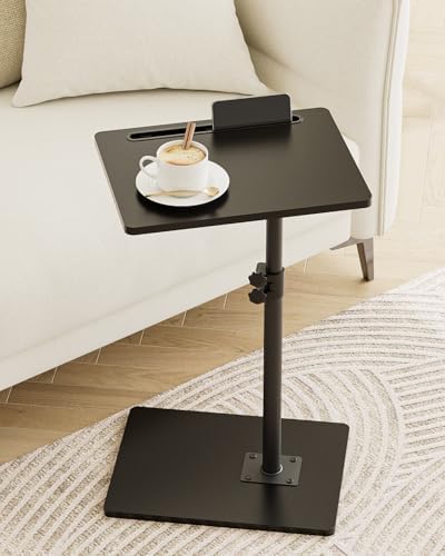 Masupu Sofa Arm Tray Table - 360° Swivel Height Adjustable End Table, Small Snack Side Table for Couch, C Shaped Table for Bed, Chair or TV Tray Table(Black) by Masupu