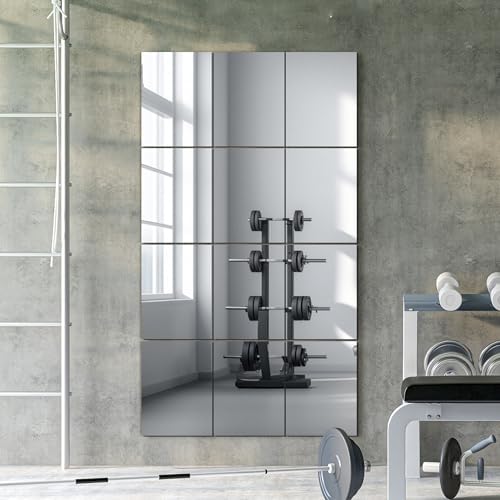 TRAHOME Wall Mirror Tiles, 16"x12"x12PCS Full Length Home Gym Mirror - Image 5