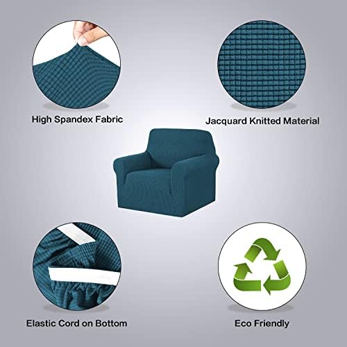 H.VERSAILTEX Armchair Cover High Stretch Sofa Slipcover 1 Piece Couch Covers for Sofa Durable Spandex Fabric Non Skid Machine Washable(Armchair 31"-40", Deep Teal) - Image 4