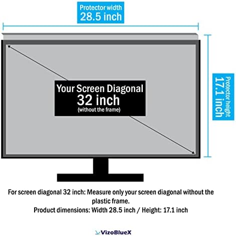 VizoBlueX 31.5 to 32 inch Universal Blue Light Screen Protector for Computer Monitor and TV. Filter & Damage Protection Panel (28.5 x 17.1 inch) Blocking UV for Displays - Image 3