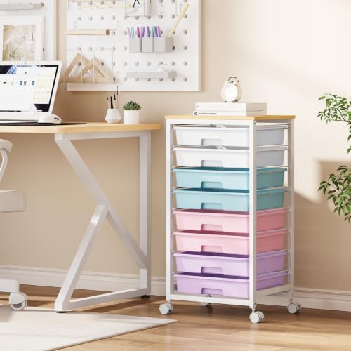 SYKIARIOL Rolling Storage Cart with Drawers, 8 Drawers Cart, Ice Cream - Image 7