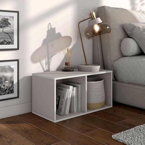 Homes: Inside + Out Apexa 2-Cube Storage Organizer Shelves, Stackable Wood Bookcase Fits Cubby Bins for Organization, Dorm Teen Room Decor & Home Office, Taupe Grey - Image 6