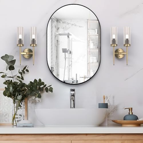 Oval Bathroom Mirror Capsule Wall Vanity Mirror, 24"x36" Pill Mirrors Wall Mounted Mirror, Large Modern Mirror with Black Metal Frame, Decor for Entryway, Bedroom, Living Room - Image 5