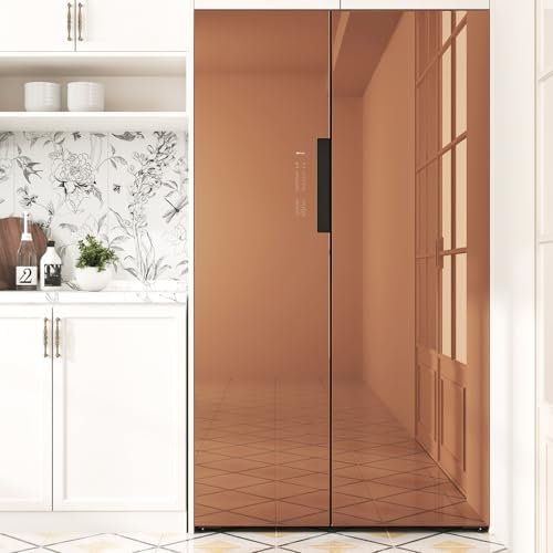 WESTICK Glossy Brown Mirror Wallpaper Peel and Stick Copper Gold Vinyl Roll Self Adhesive Mirror Stickers for Walls Flexible DIY Mirrored Paper for Countertops Cabinets Appliance Non Glass 15.8" x 80" - Image 4
