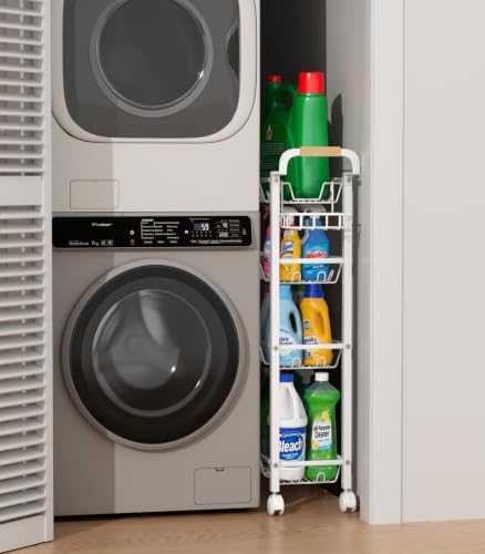 AOODA 4 Tier Laundry Room Cart with Top Detergent Holder, White - Image 5