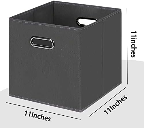 Black Foldable Storage Cubes Bins , Fabric Storage Box Cubes Organizer Baskets with Dual Handles for Home Organizer(Grey) - Image 2