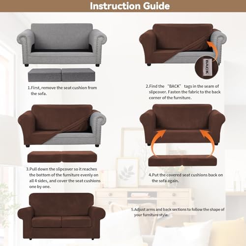 WEERRW Velvet Stretch 3 Pieces Couch Cover for Sofa Washable, Chocolate - Image 6
