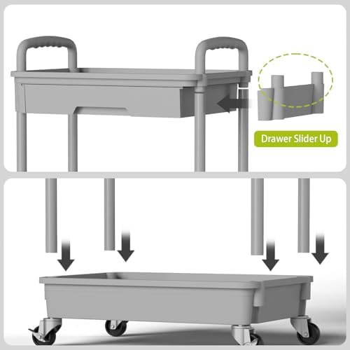 Sorgion 5 Tier Rolling Cart Organizer,Bathroom Cart Organizers with Wheels Laundry Room Organization Mobile Shelving Unit Utility Cart Storage Shelves Multi-Functional for Office, Home(Grey) - Image 5