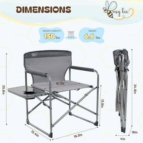 Busy Bee Oversized Kids Camping Chair with Cup Holder, High Back Toddler Chair Kids Folding Chair, Perfect for Beach & Outdoor, Supports 150 Lbs. - Image 3