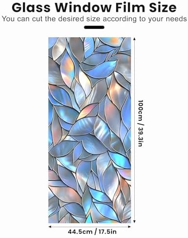 Stained Glass Window Privacy Film Static Cling - Rainbow Glass Decorative Sun Blocking Window Covering, Non-Adhesive Removable Stickers for Home & Office, 17.5" x 39.3" (Color 29) - Image 2