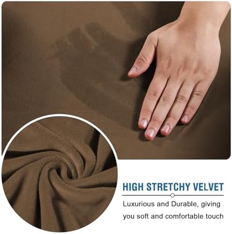 H.VERSAILTEX Rich Velvet Stretch 2 Piece Cover Chair Slipcover Sofa Cover Furniture Protector Couch Soft with Elastic Bottom Chair Couch Cover Width Up to 49 Inch (Chair, Bronze Brown) - Image 5