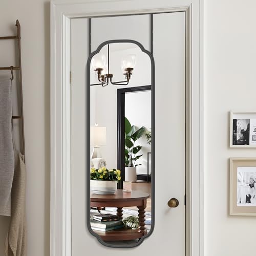 Ferytange 48"x16" Black Door Mirror Full Length Over The Door with Non-Rusting Metal Frame, Modern Full Body Mirror Bedroom Closet Bathroom - Image 2