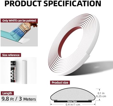 9.8Ft Peel and Stick Wall Molding Trim White - Image 4