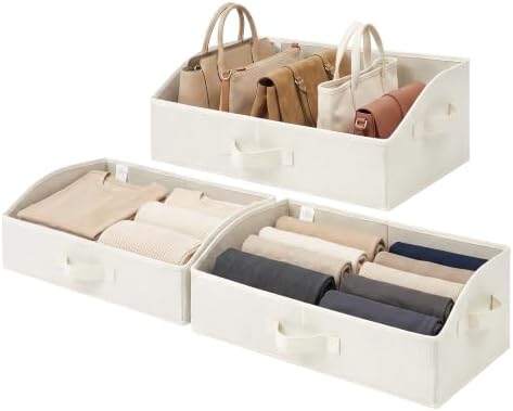 GRANNY SAYS Trapezoid Closet Storage Bins, Large, Pearl White, 3-Pack by GRANNYSAYS