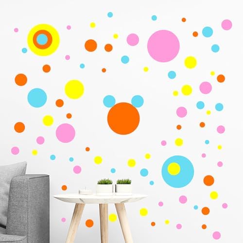 264 PCS Colorful Peel & Stick Polka Dot Vinyl Wall Decals Set | 12 sheets circle wall stickers, 8 sizes(0.8–6 in), 12 colors, decor for kids room, nursery, classroom, playroom & diy spaces by Qaxrocyn