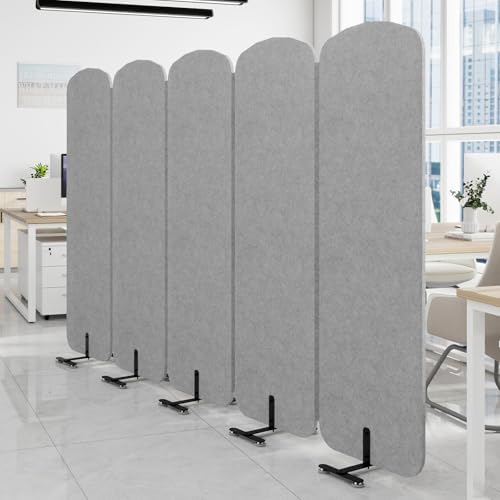 Natwind 5-Panel Portable Room Divider, 123'' x 71'' Office Partition,Grey by Natwind
