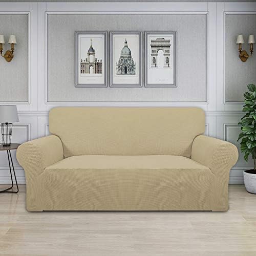 Easy-Going Stretch Oversized Loveseat Couch Covers Washable Beige - Image 2