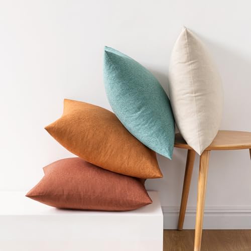 MIULEE Pack of 4 Decorative Outdoor Throw Pillow Covers Linen Waterproof Pillow Covers Summer Farmhouse Cushion Cases for Patio Garden Tent Balcony Couch Sofa 18x18 Inch Orange Rust - Image 6