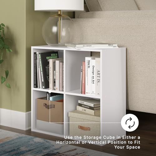 Signature Design by Ashley 4 Cube Storage Organizer, White Bookshelf - Image 4