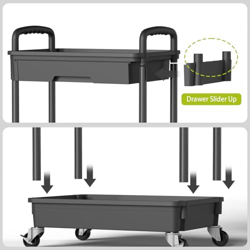 Sorgion 4 Tier Rolling Cart Organizer,Art Craft Diaper Bedside Snack Laundry Room Bathroom Organizer Narrow Thin Slim Rolling Trolley Utility Cart with Wheels for Kitchen,Office(Black) - Image 5