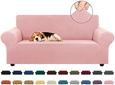 KEKUOU Stretch Loveseat Couch Cover, 2 Cushion Couch Slipcover,Dusty Pink by KEKUOU