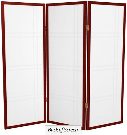 4 ft. Short Double Cross Shoji Screen - Rosewood - 3 Panels - Image 6