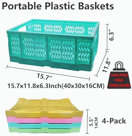 4 Pack 20L Large Closet Storage Baskets Bins for Shelves | Foldable Closet Organizers and Storage with Handles Home Organization | Plastic Collapsible Baskets for Organizing Clothes - Image 2